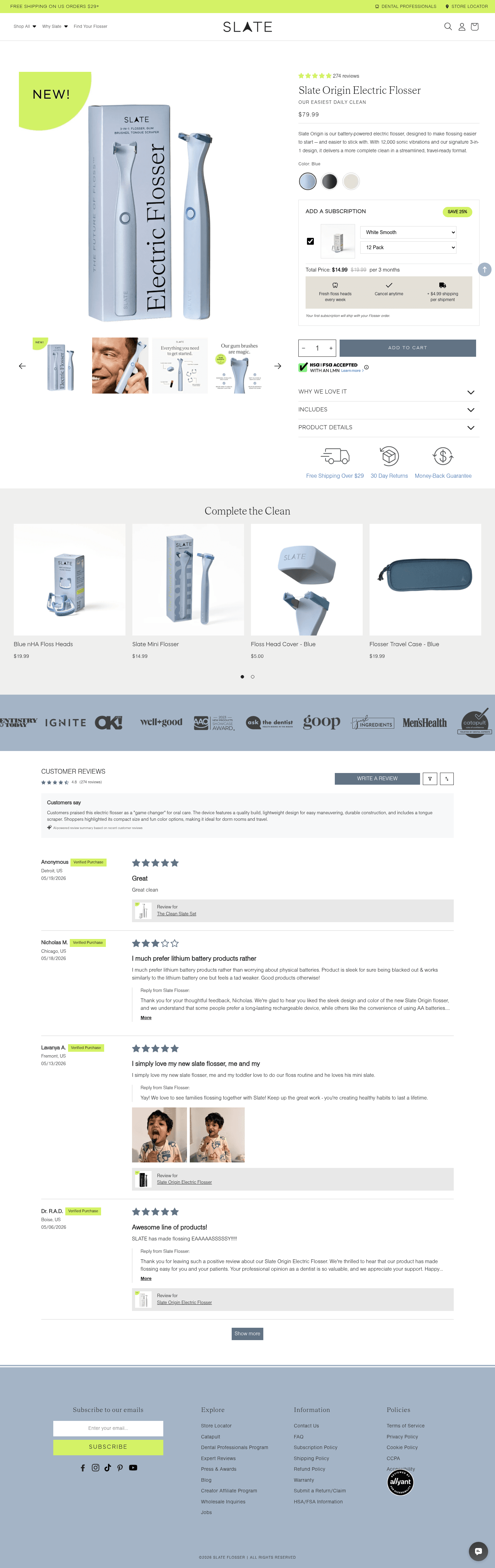 Slate Flosser landing page