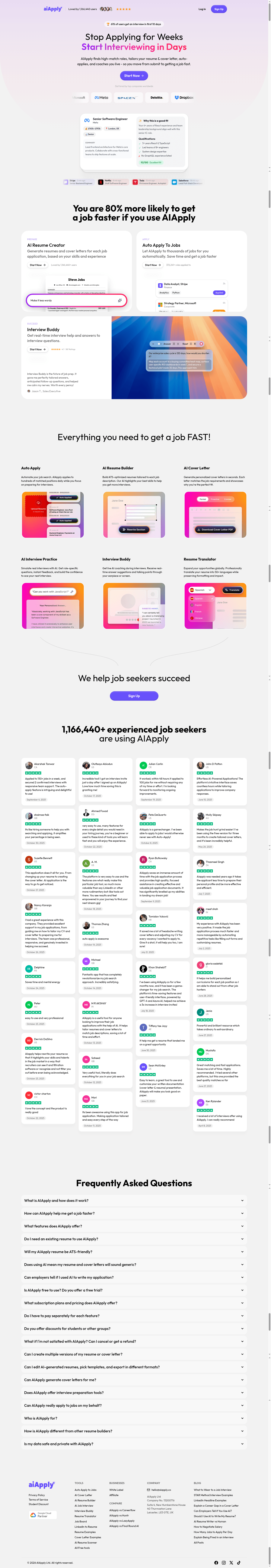 AIApply landing page