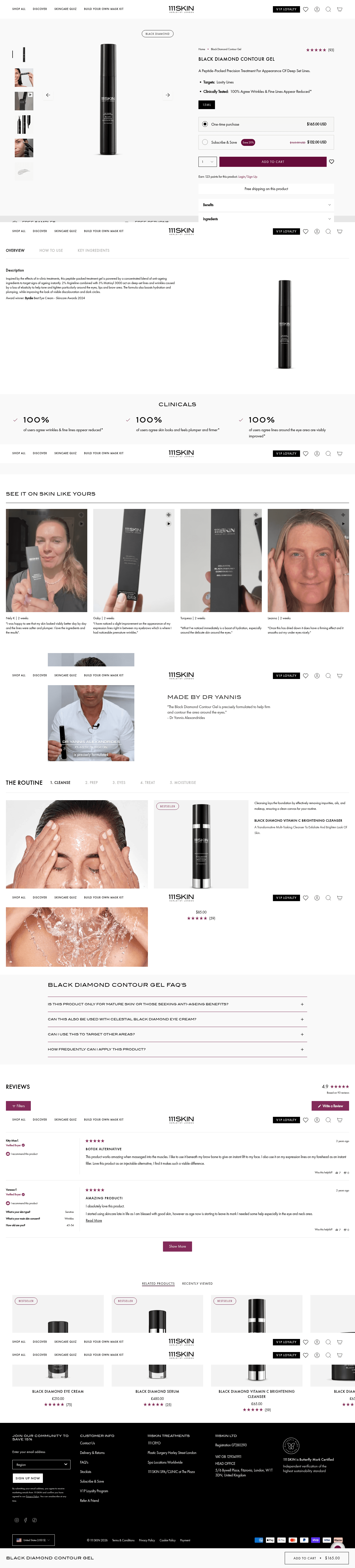 111SKIN landing page