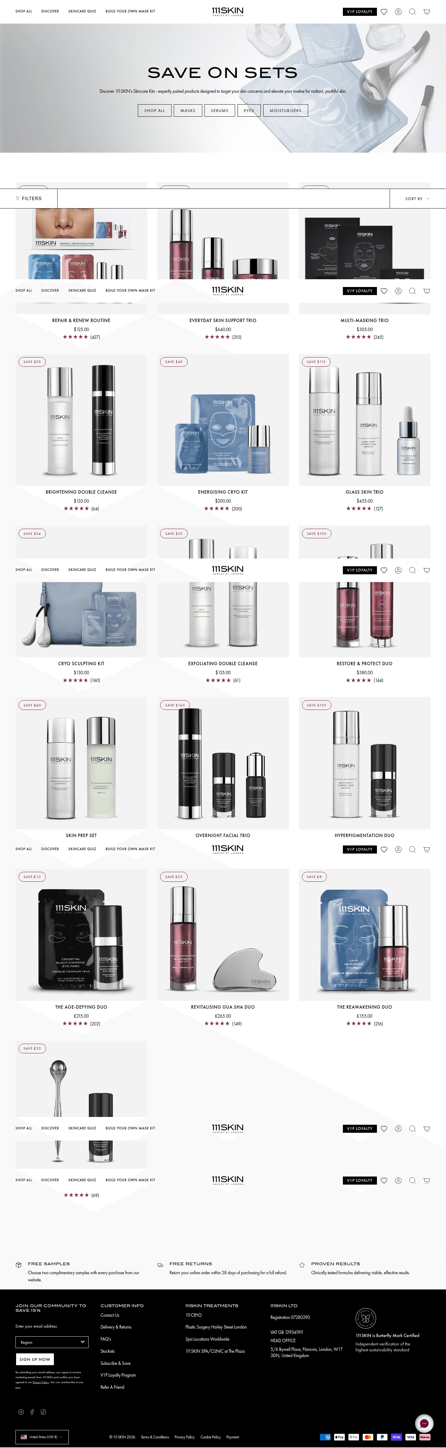 111SKIN landing page