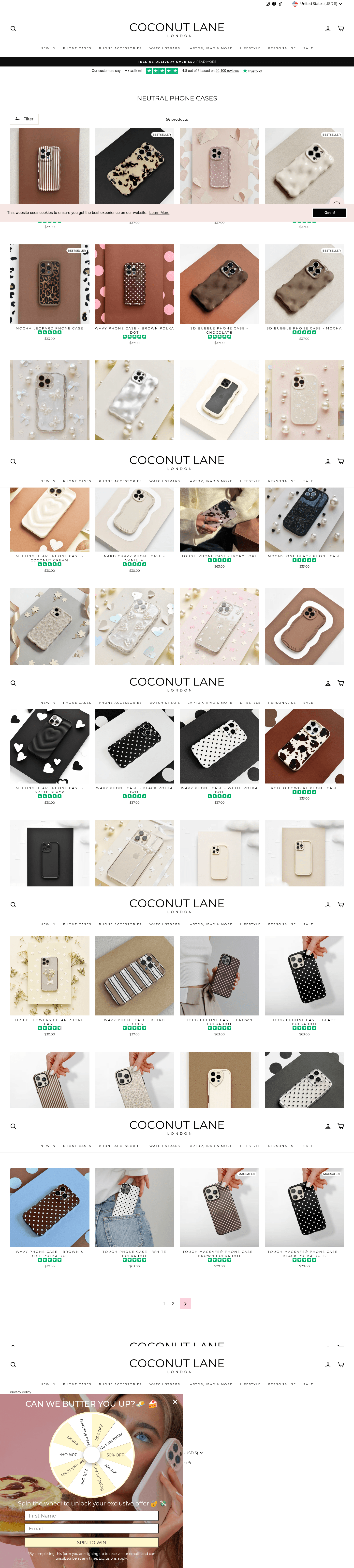 Coconut Lane landing page