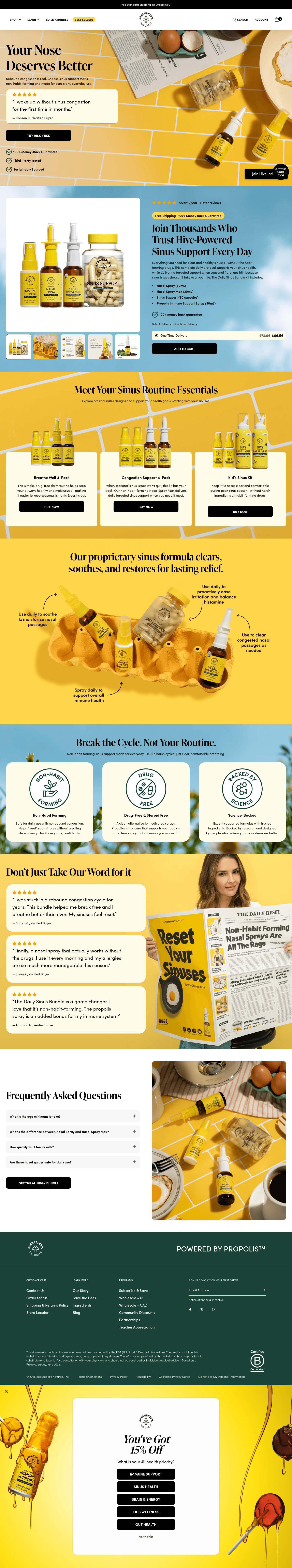 Beekeeper's Naturals landing page