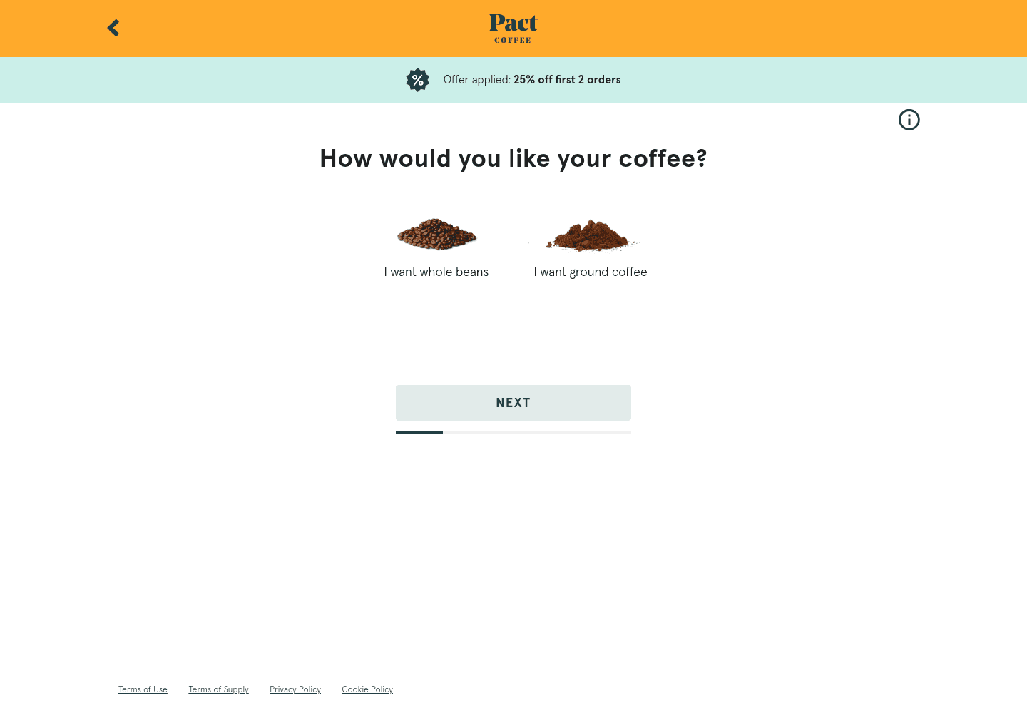 Pact Coffee landing page