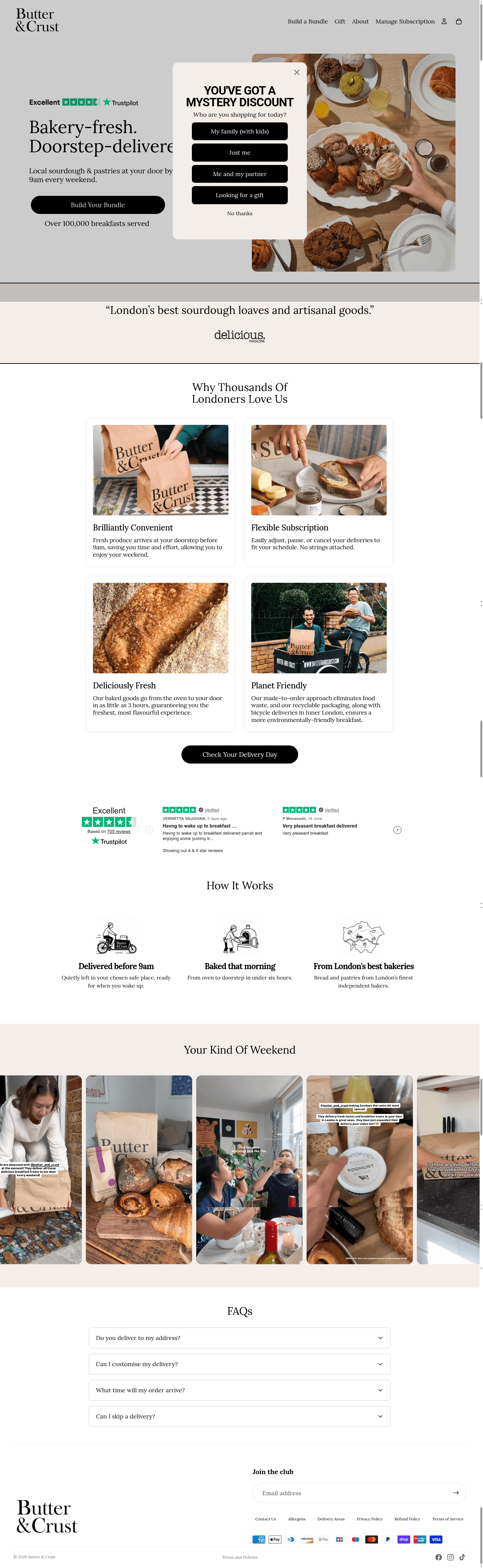 Butter & Crust landing page