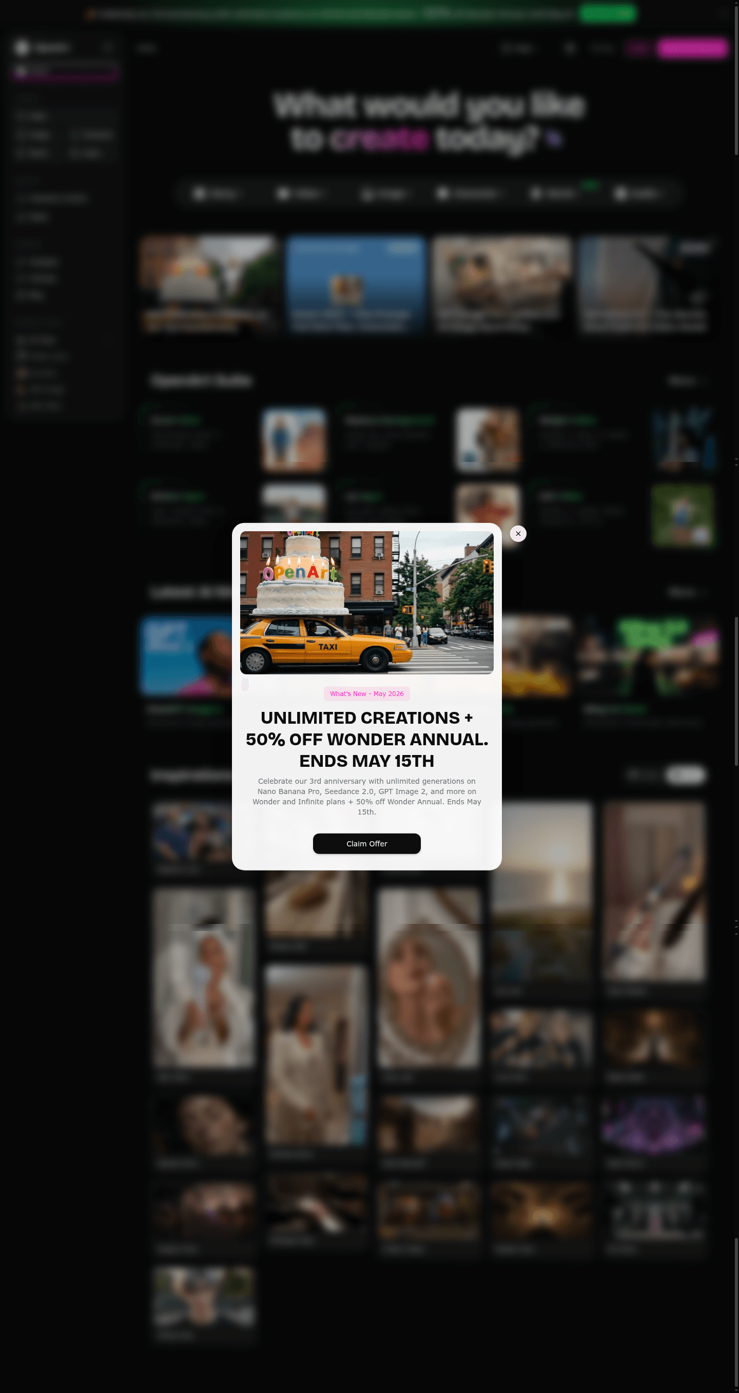 OpenArt AI landing page