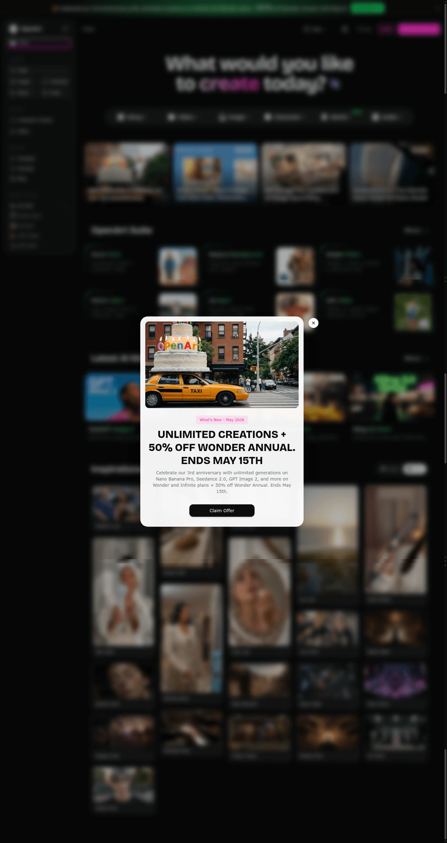 OpenArt AI landing page