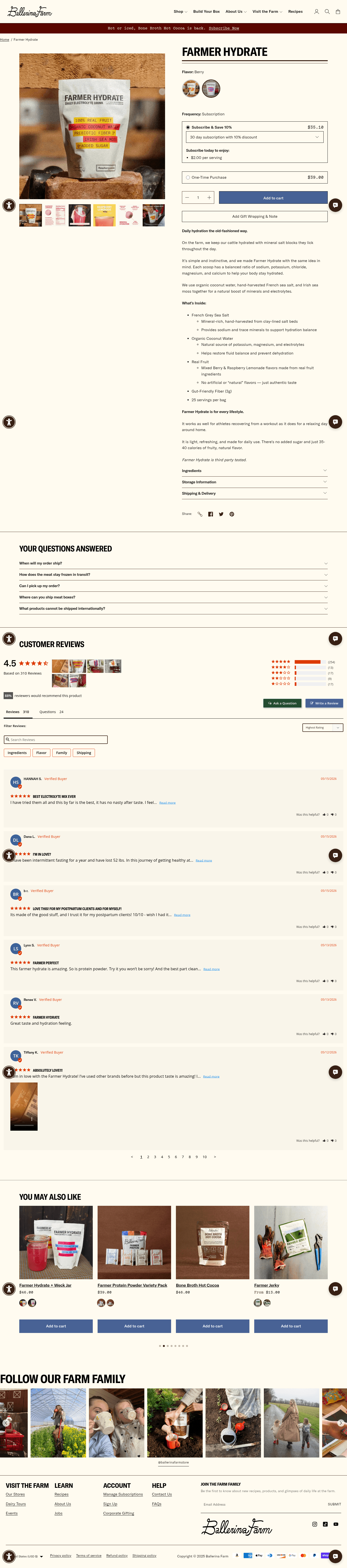 Ballerina Farm landing page