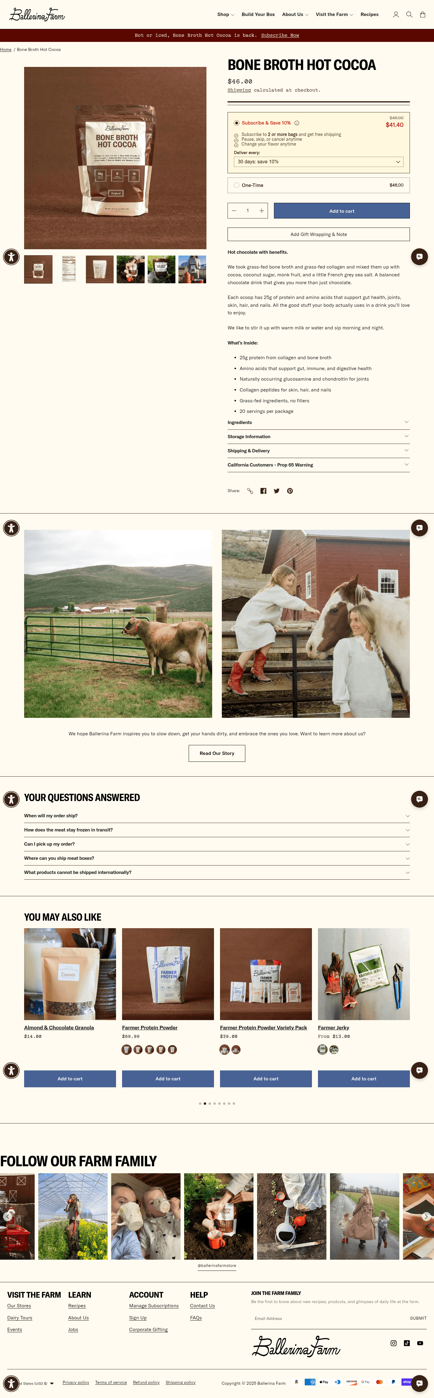 Ballerina Farm landing page