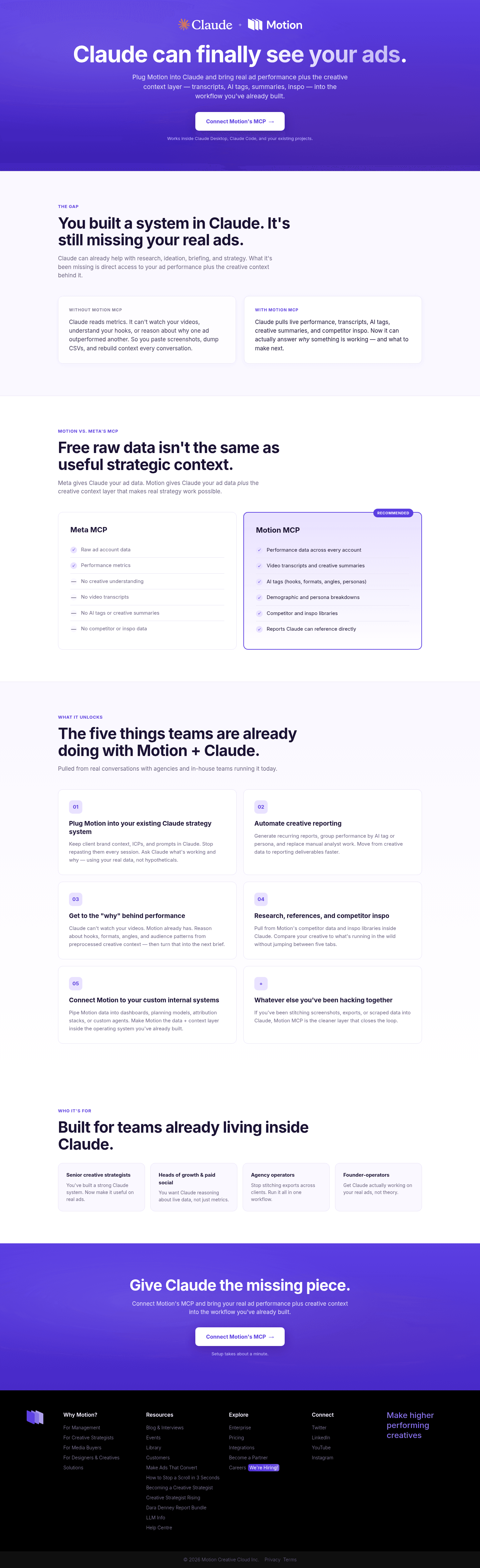 Motion (Creative Analytics) landing page