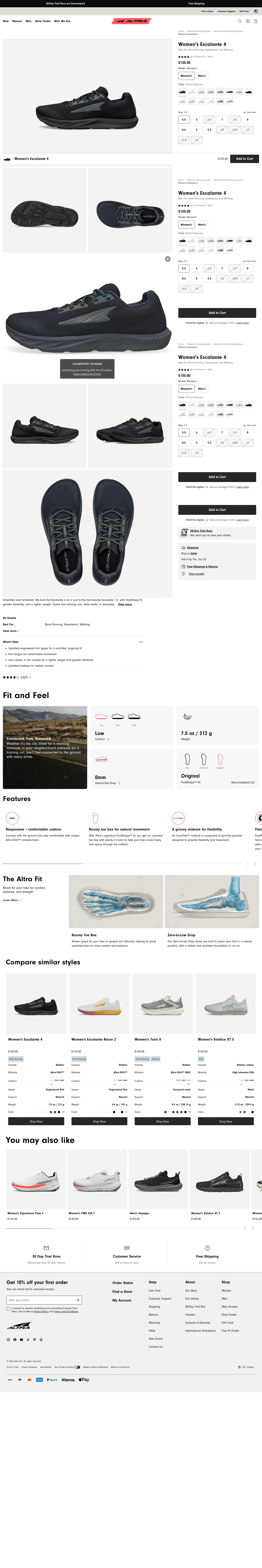 Altra Running landing page