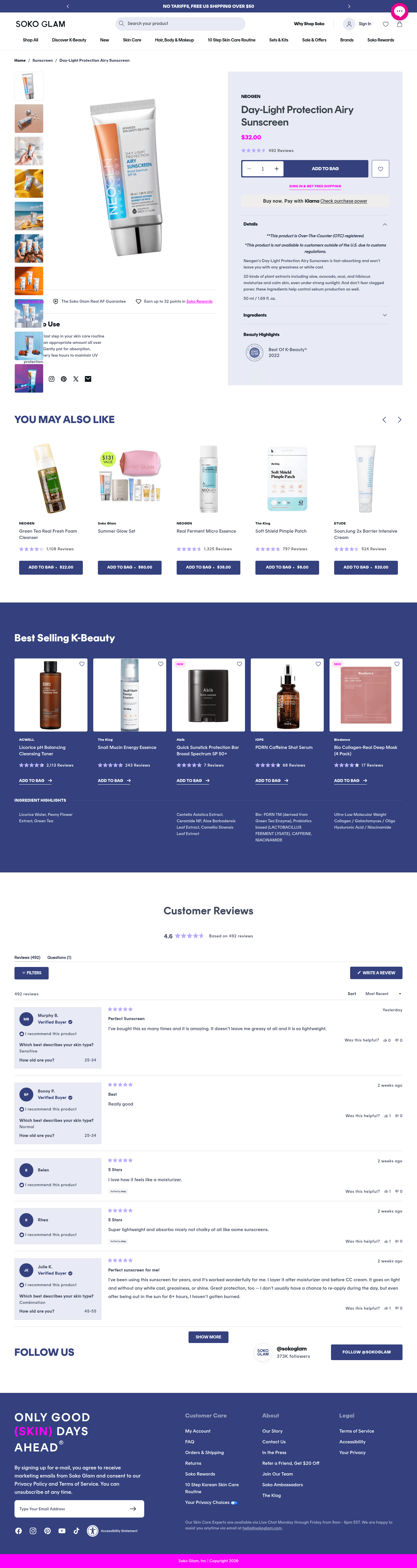 Soko Glam landing page