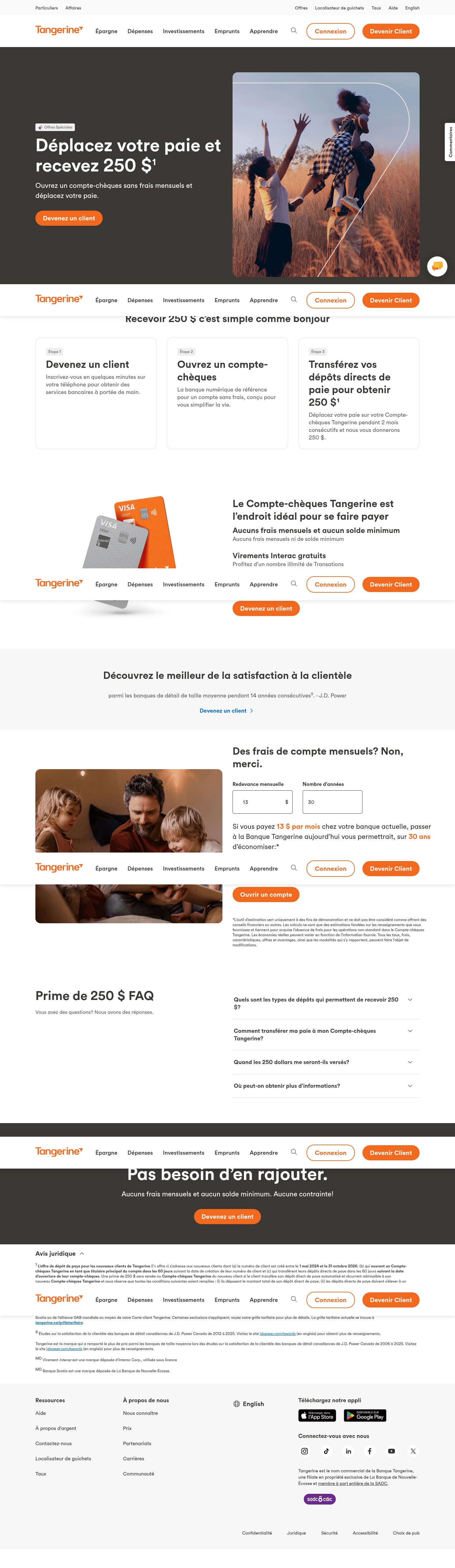 Tangerine landing page