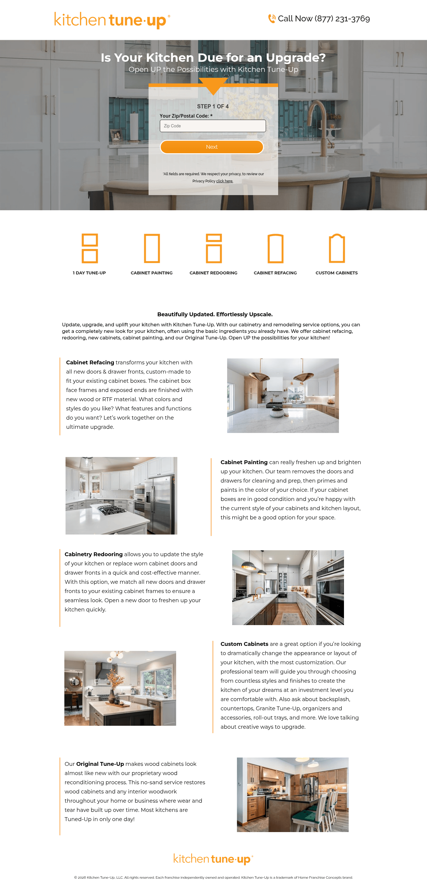 Kitchen Tune Up Buffalo NY landing page