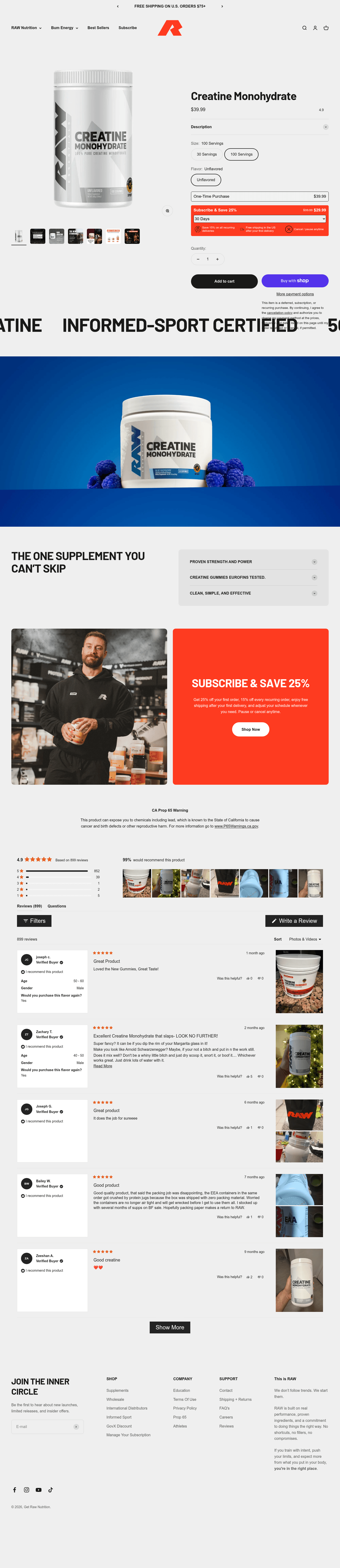 Raw Nutrition landing page