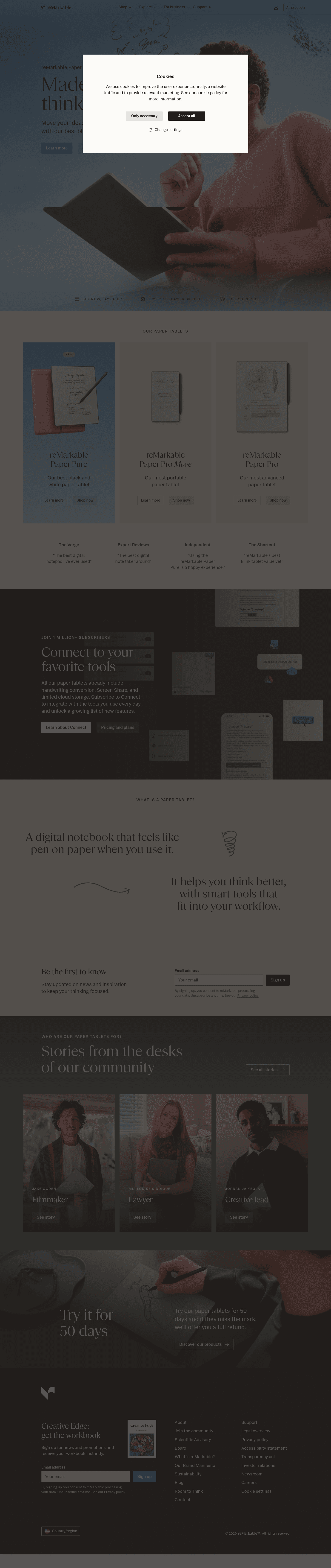 Remarkable landing page