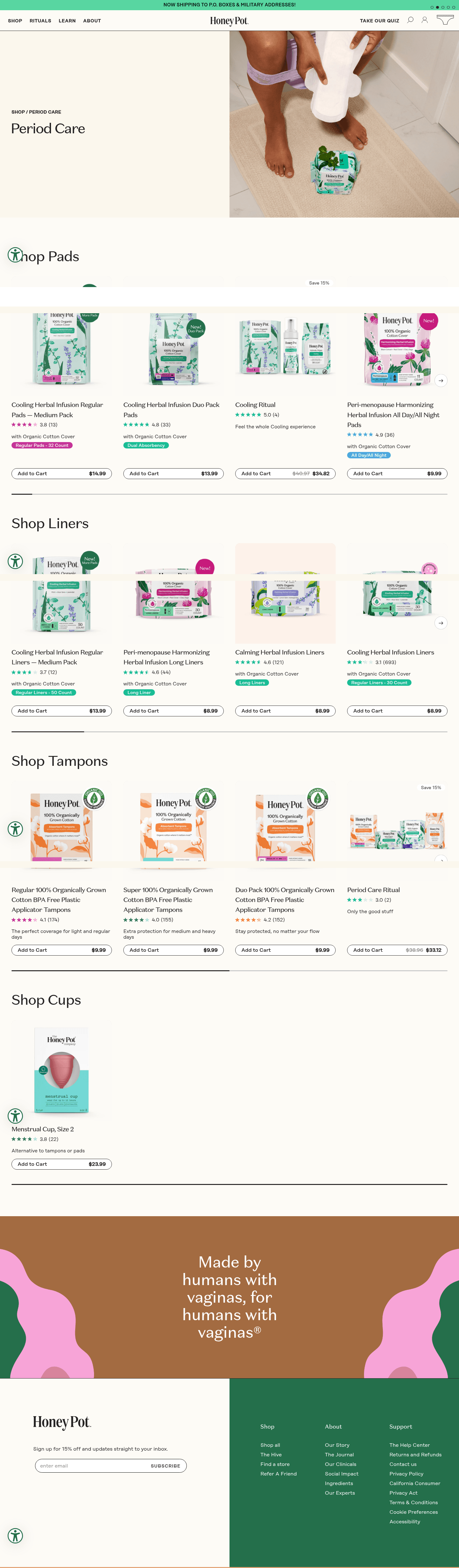 The Honey Pot Company landing page