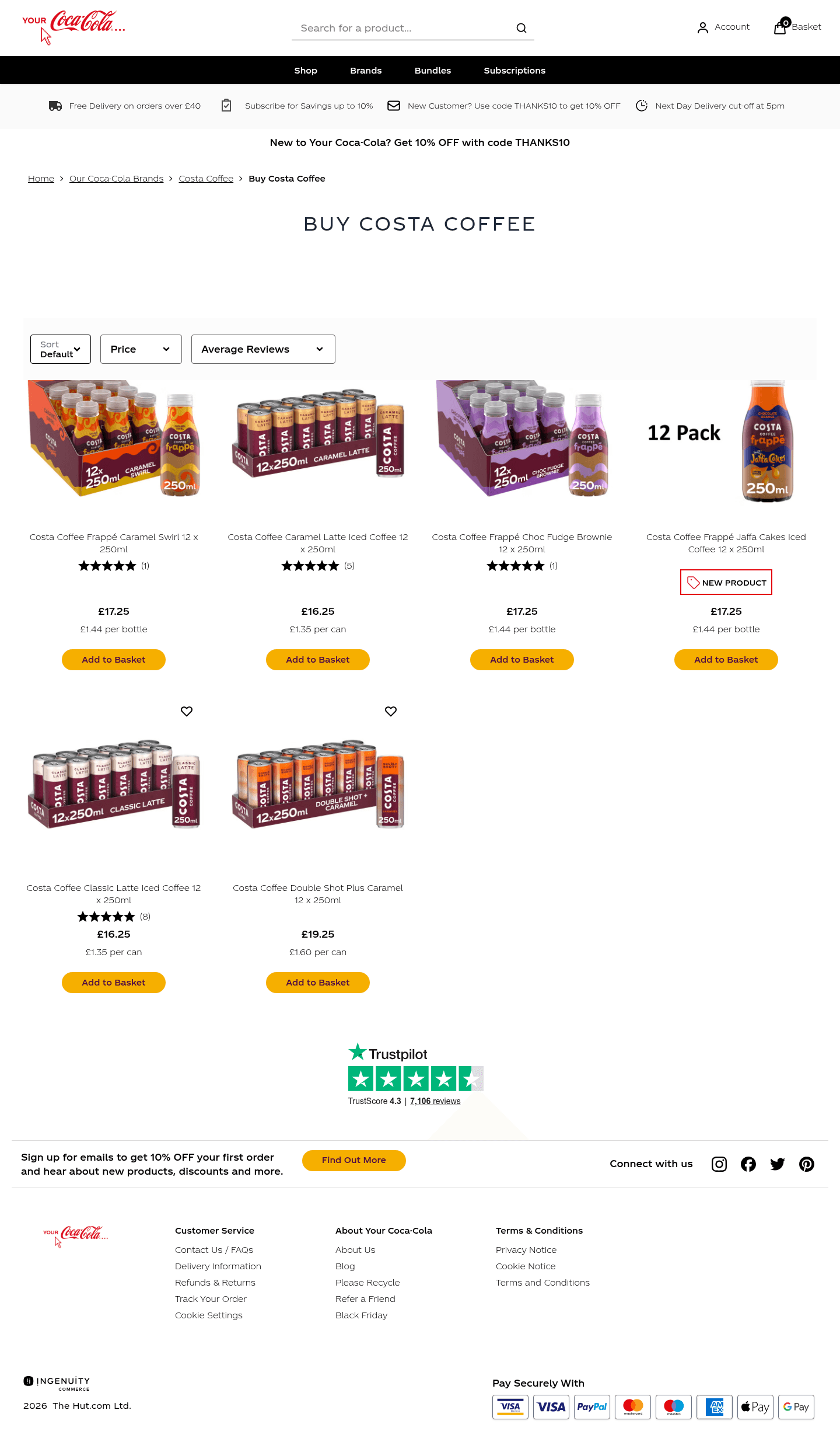 Costa Coffee landing page