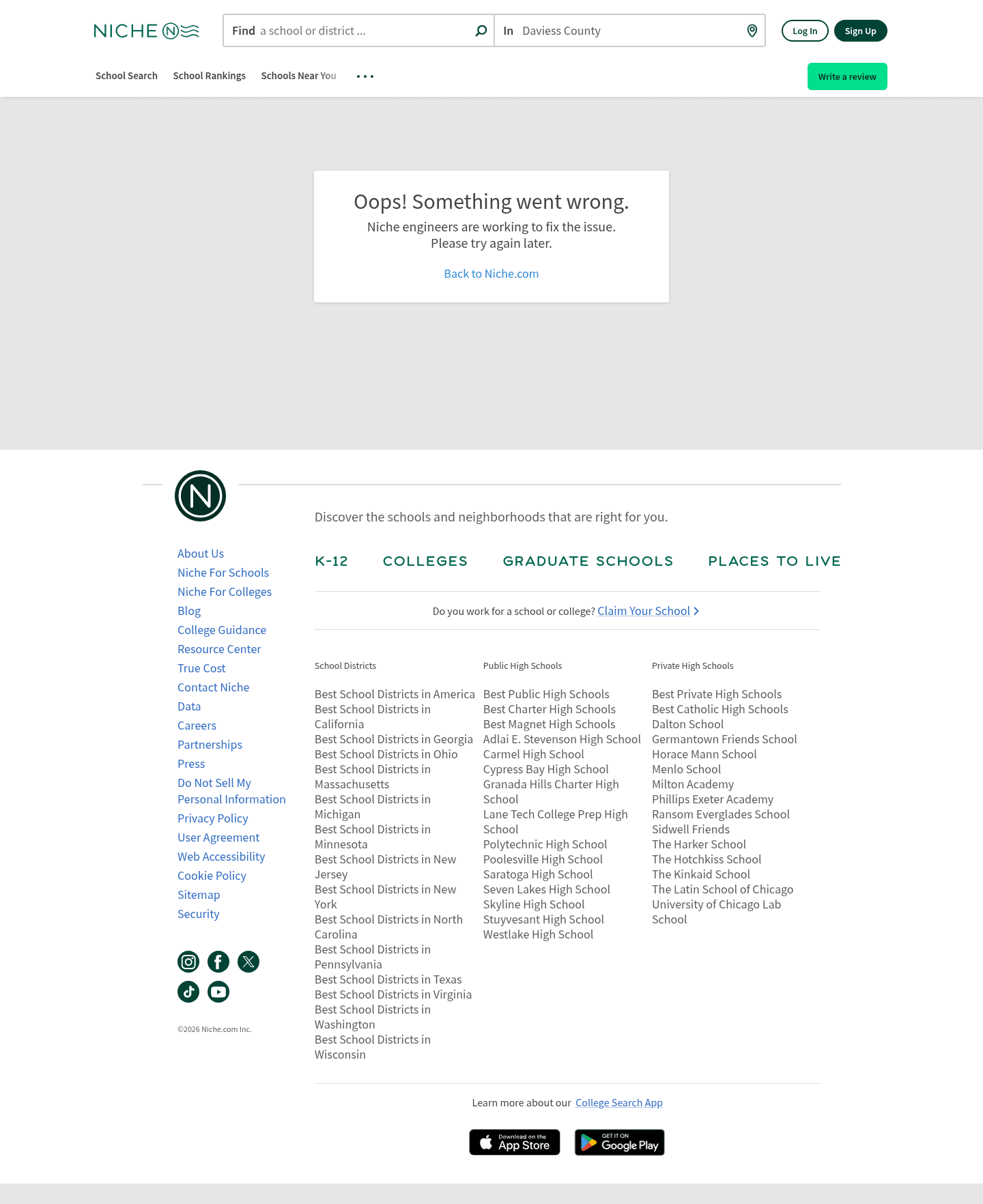 Niche landing page