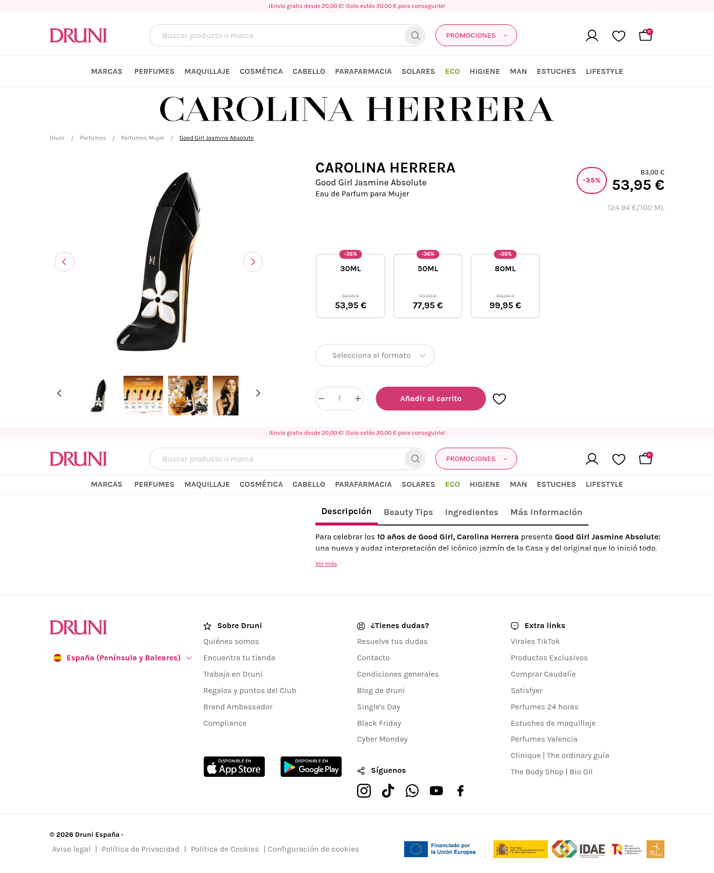 Carolina Herrera landing page